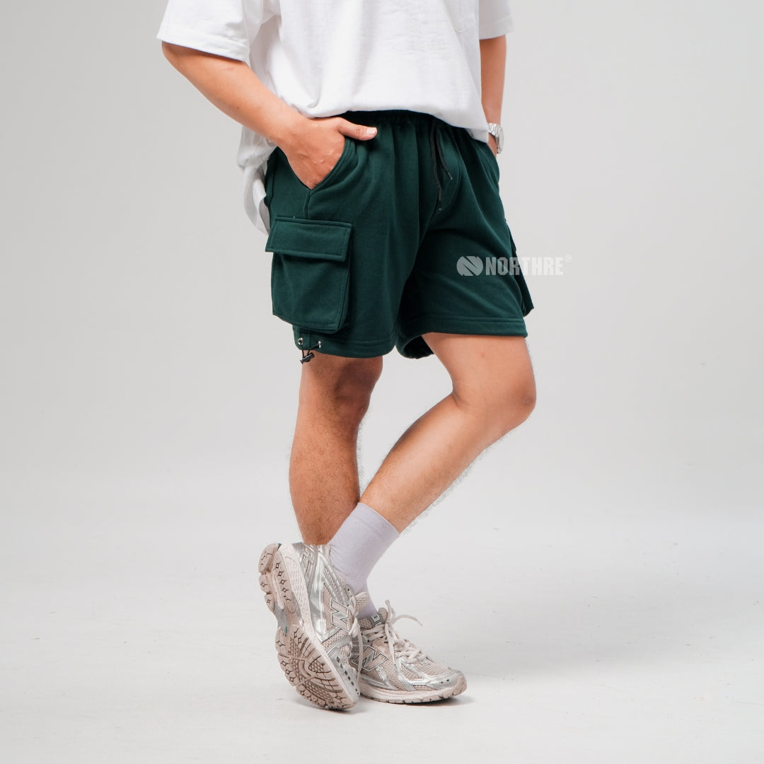 NORTHRE Short Cargo Croco Cotton Fleece Bottle Green NTbasic