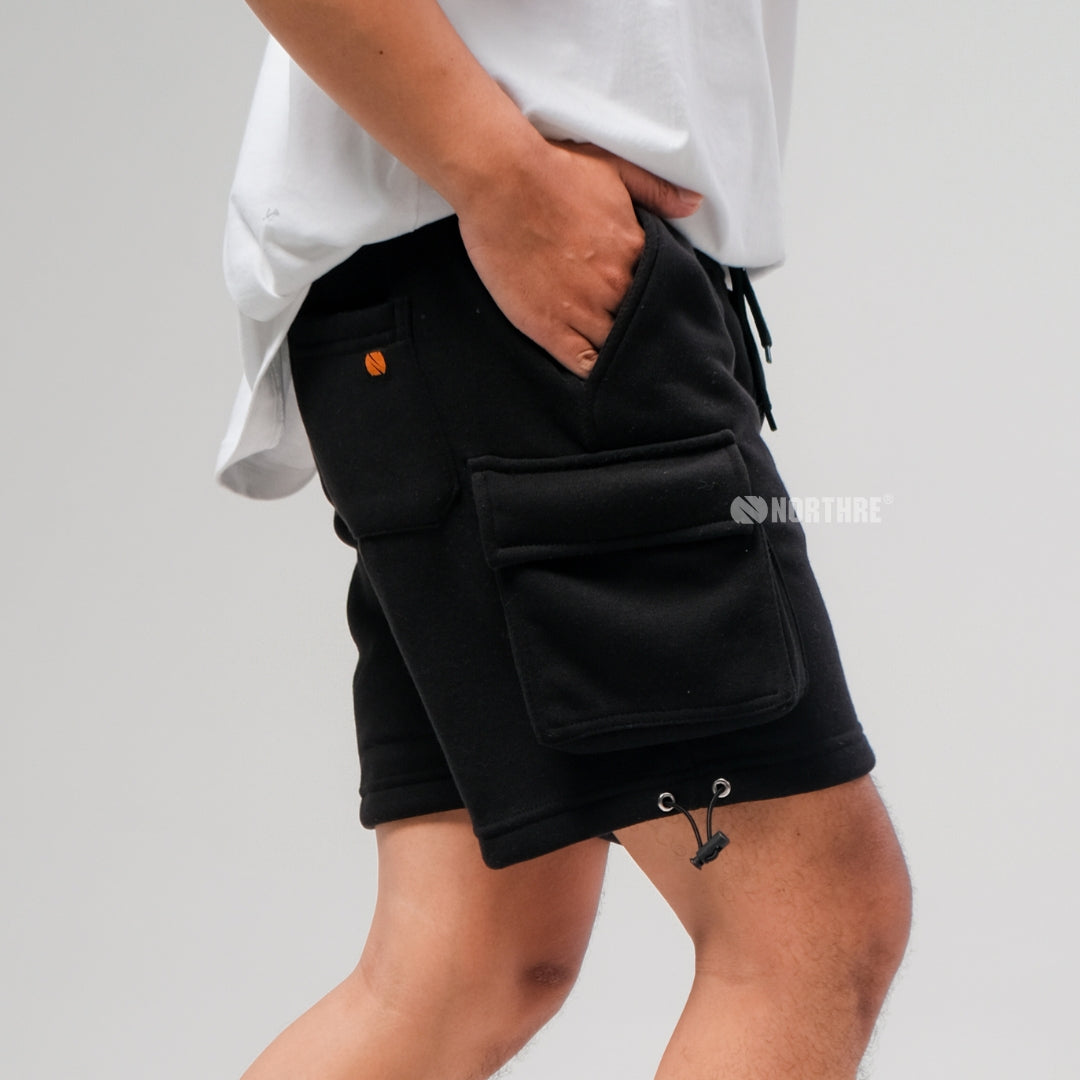 NORTHRE Short Cargo Croco Cotton Fleece Black NTbasic