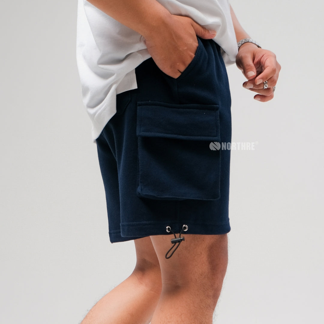 NORTHRE Short Cargo Croco Cotton Fleece Navy NTbasic
