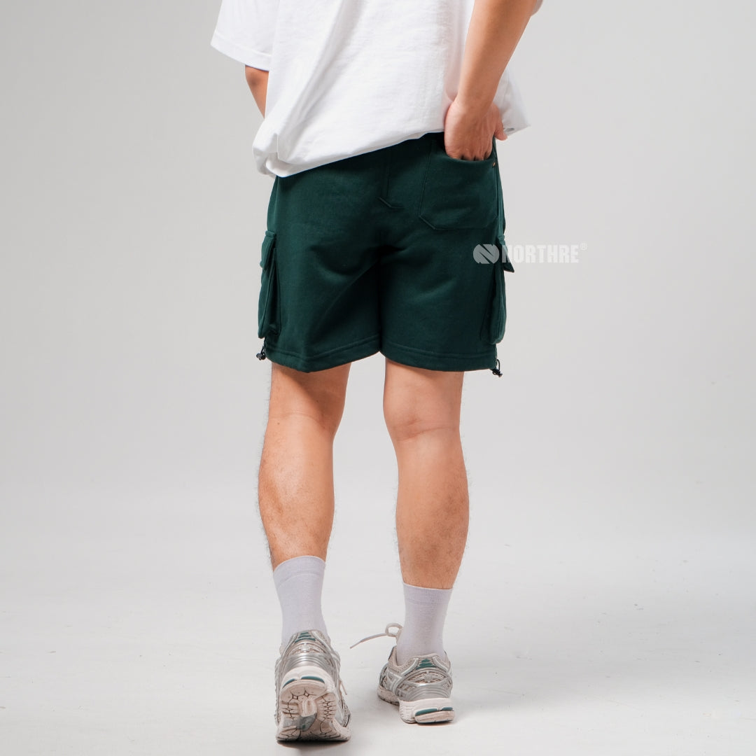 NORTHRE Short Cargo Croco Cotton Fleece Bottle Green NTbasic
