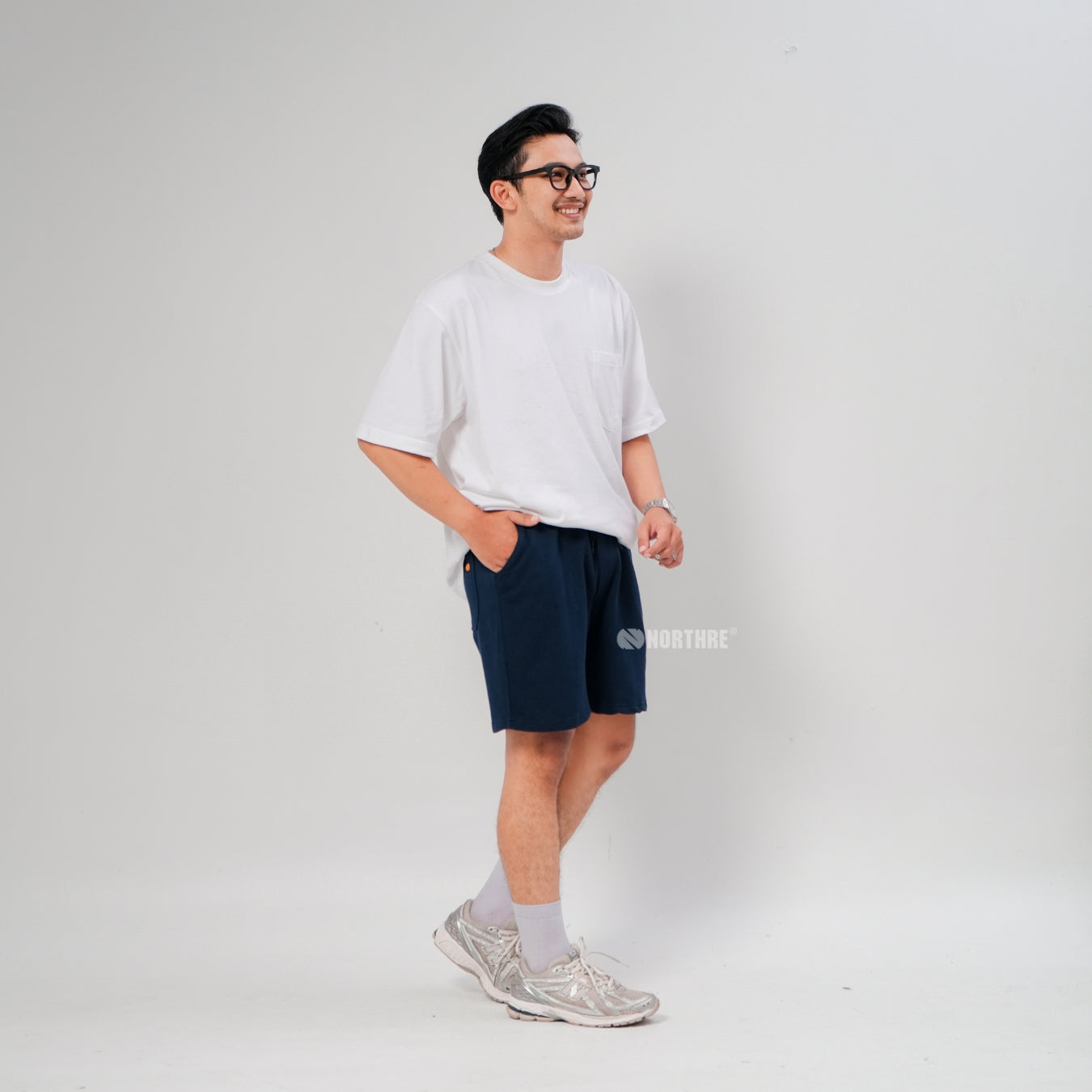 NORTHRE Short Pants Celso Cotton Fleece Navy NTbasic