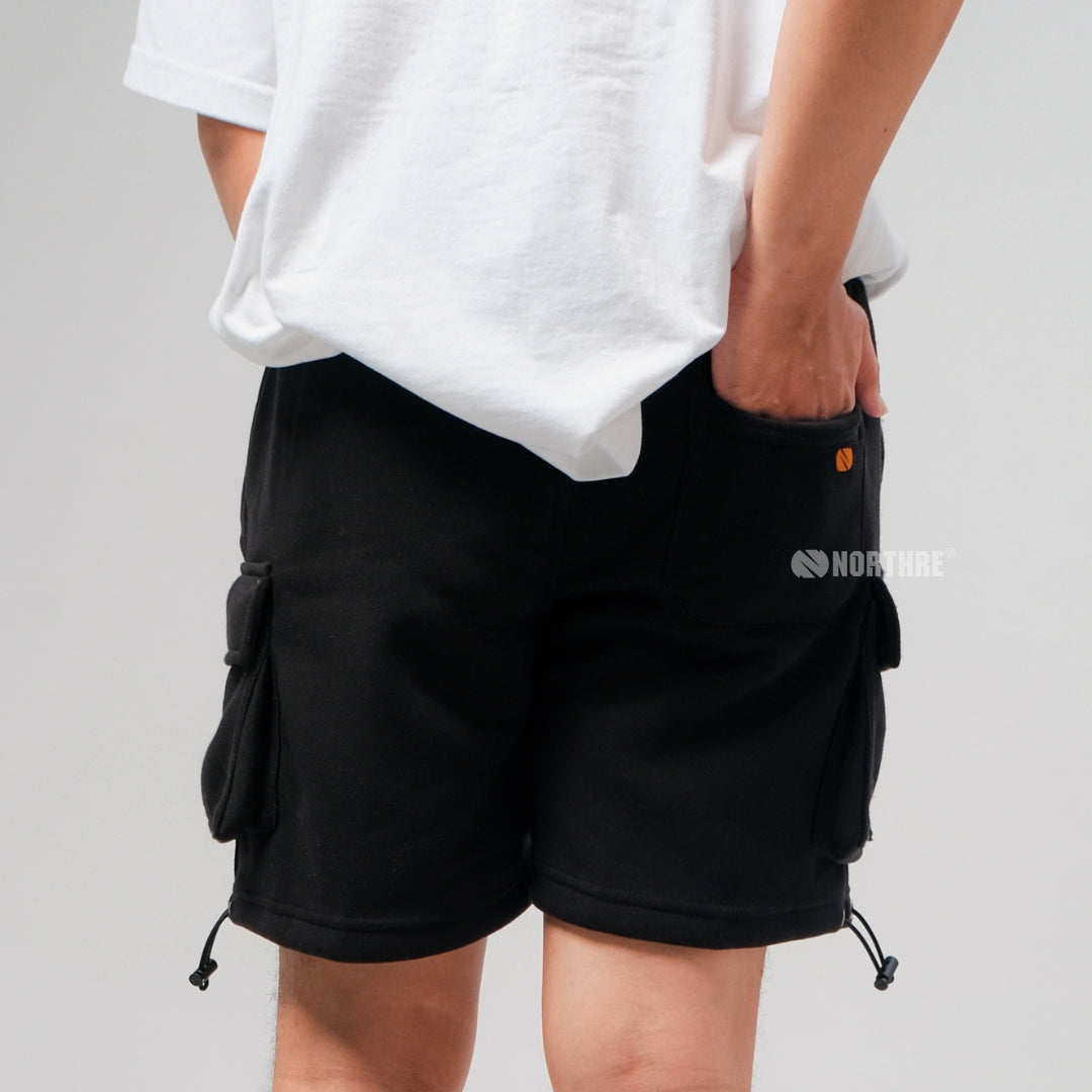 NORTHRE Short Cargo Croco Cotton Fleece Black NTbasic