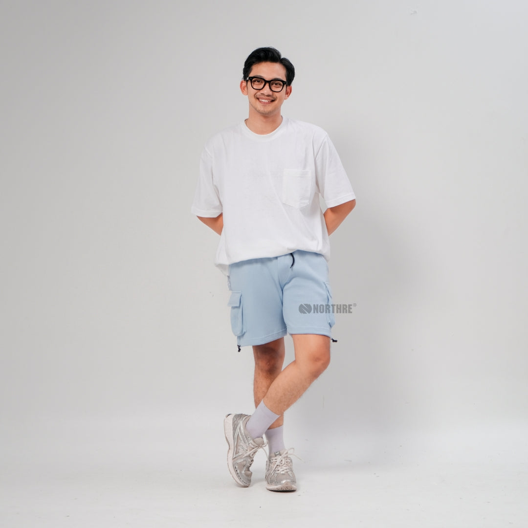 NORTHRE Short Cargo Croco Cotton Fleece Sky Blue NTbasic