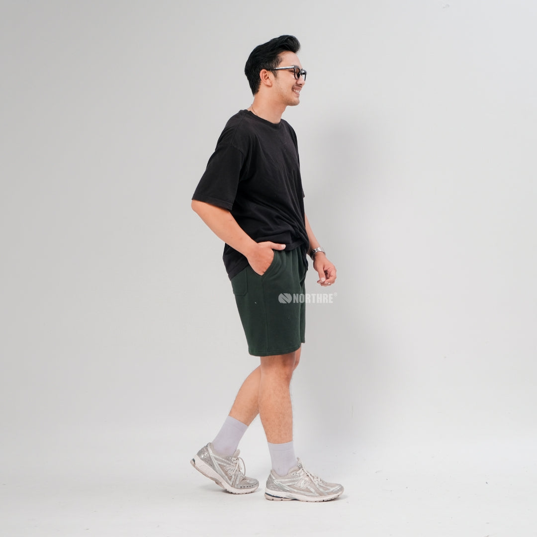 NORTHRE Short Pants Celso Cotton Fleece Bottle Green NTbasic