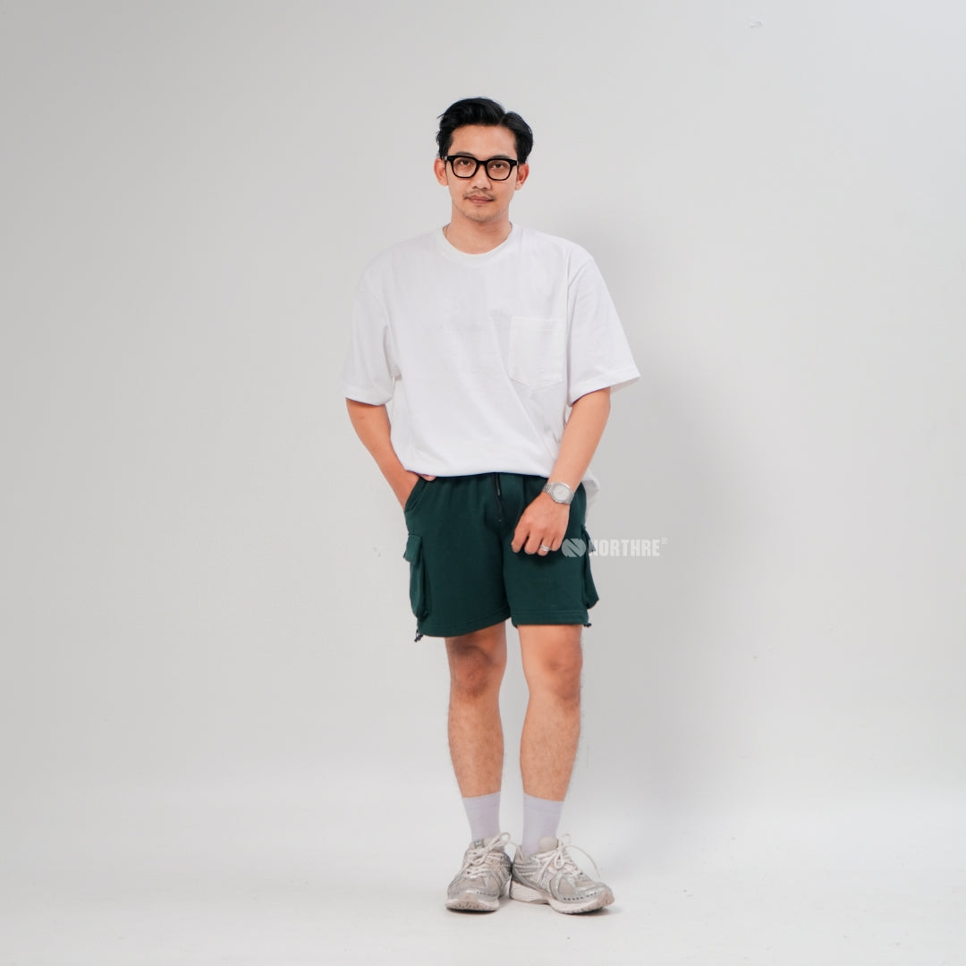 NORTHRE Short Cargo Croco Cotton Fleece Bottle Green NTbasic