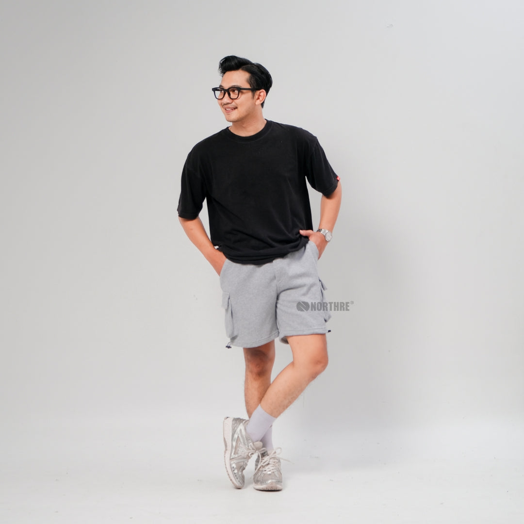 NORTHRE Short Cargo Croco Cotton Fleece Grey Misty NTbasic
