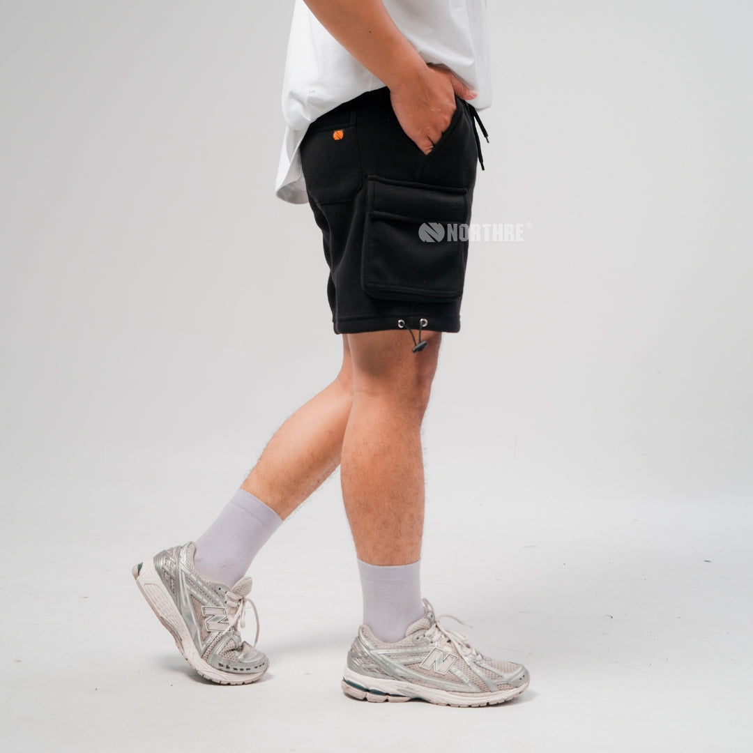 NORTHRE Short Cargo Croco Cotton Fleece Black NTbasic