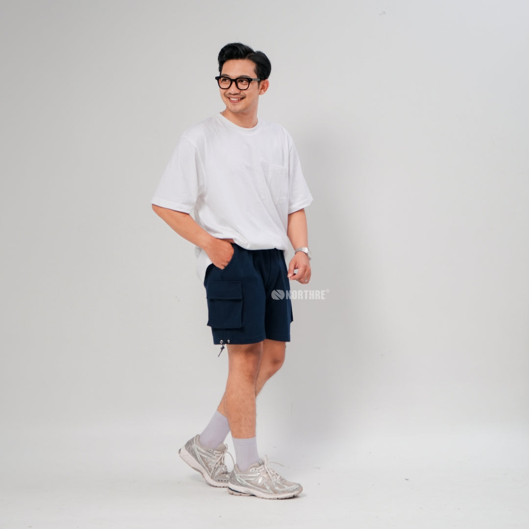 NORTHRE Short Cargo Croco Cotton Fleece Navy NTbasic