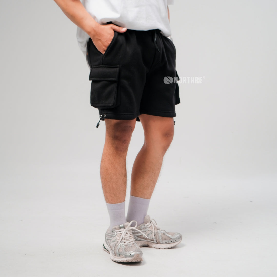 NORTHRE Short Cargo Croco Cotton Fleece Black NTbasic