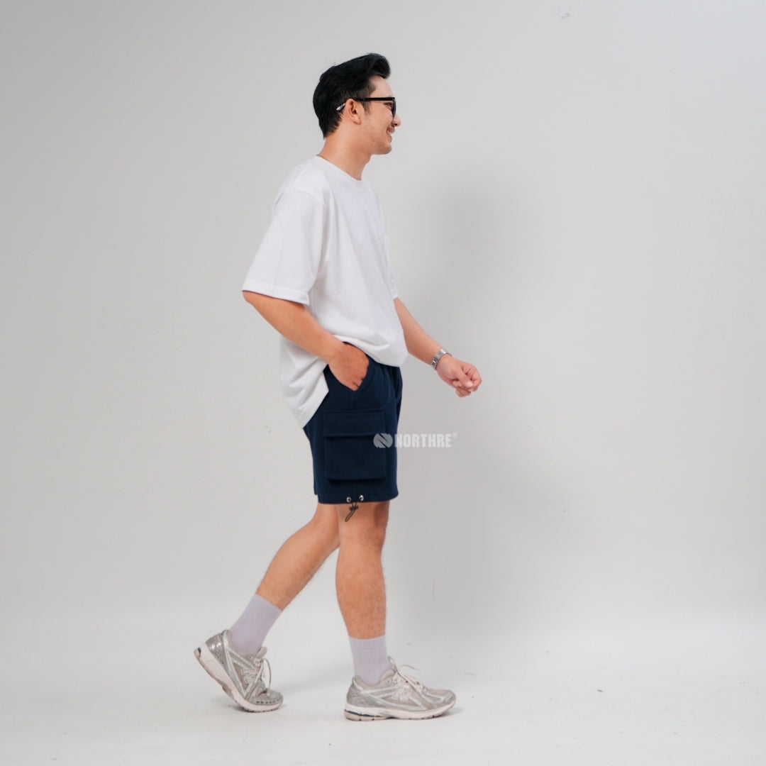 NORTHRE Short Cargo Croco Cotton Fleece Navy NTbasic