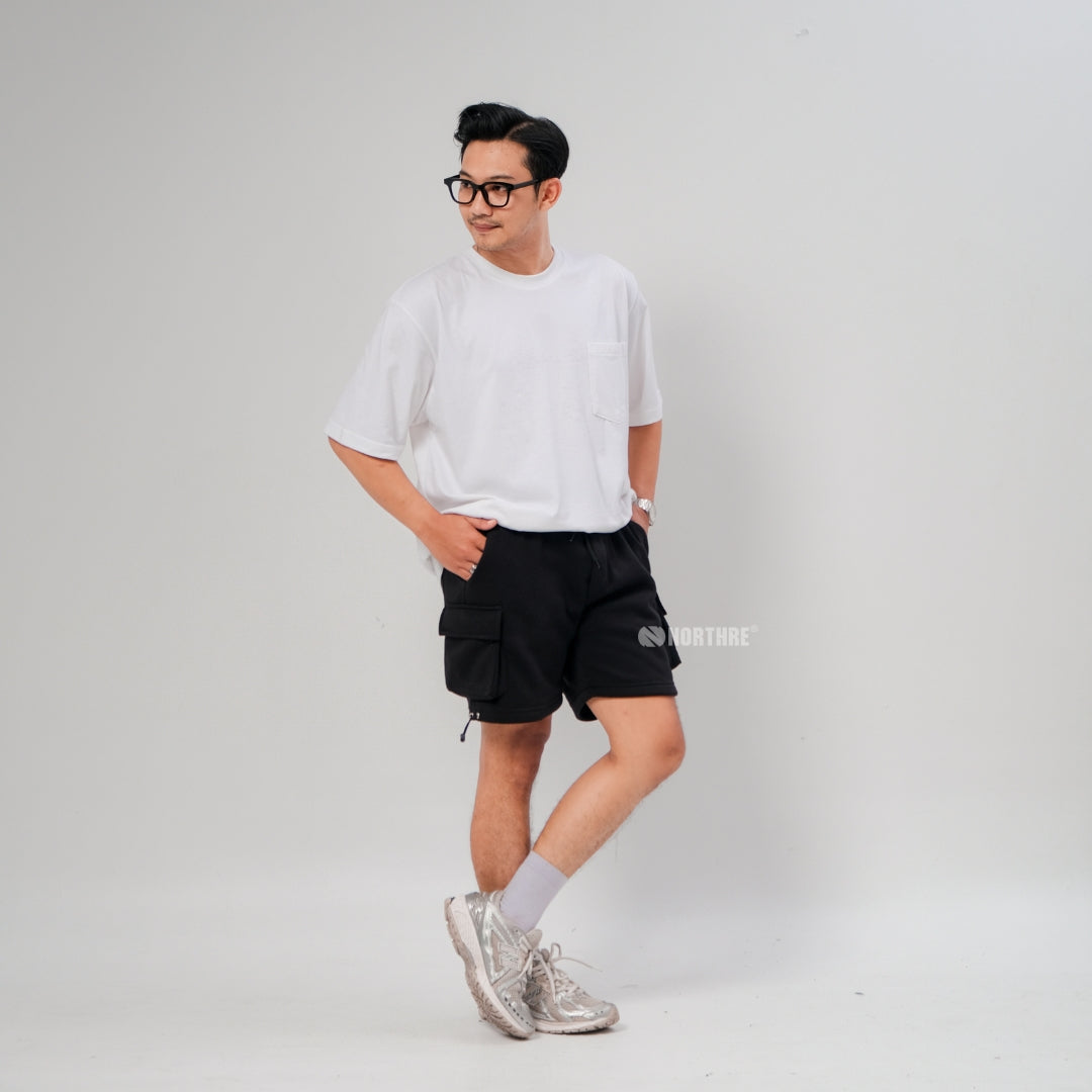 NORTHRE Short Cargo Croco Cotton Fleece Black NTbasic