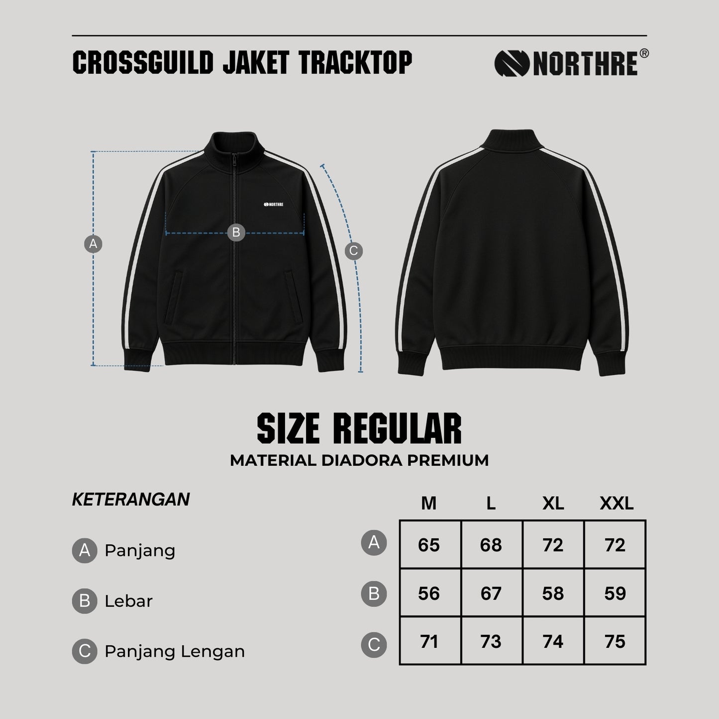 NORTHRE Jacket Tracktop Crossguild Black two strips NTbasic