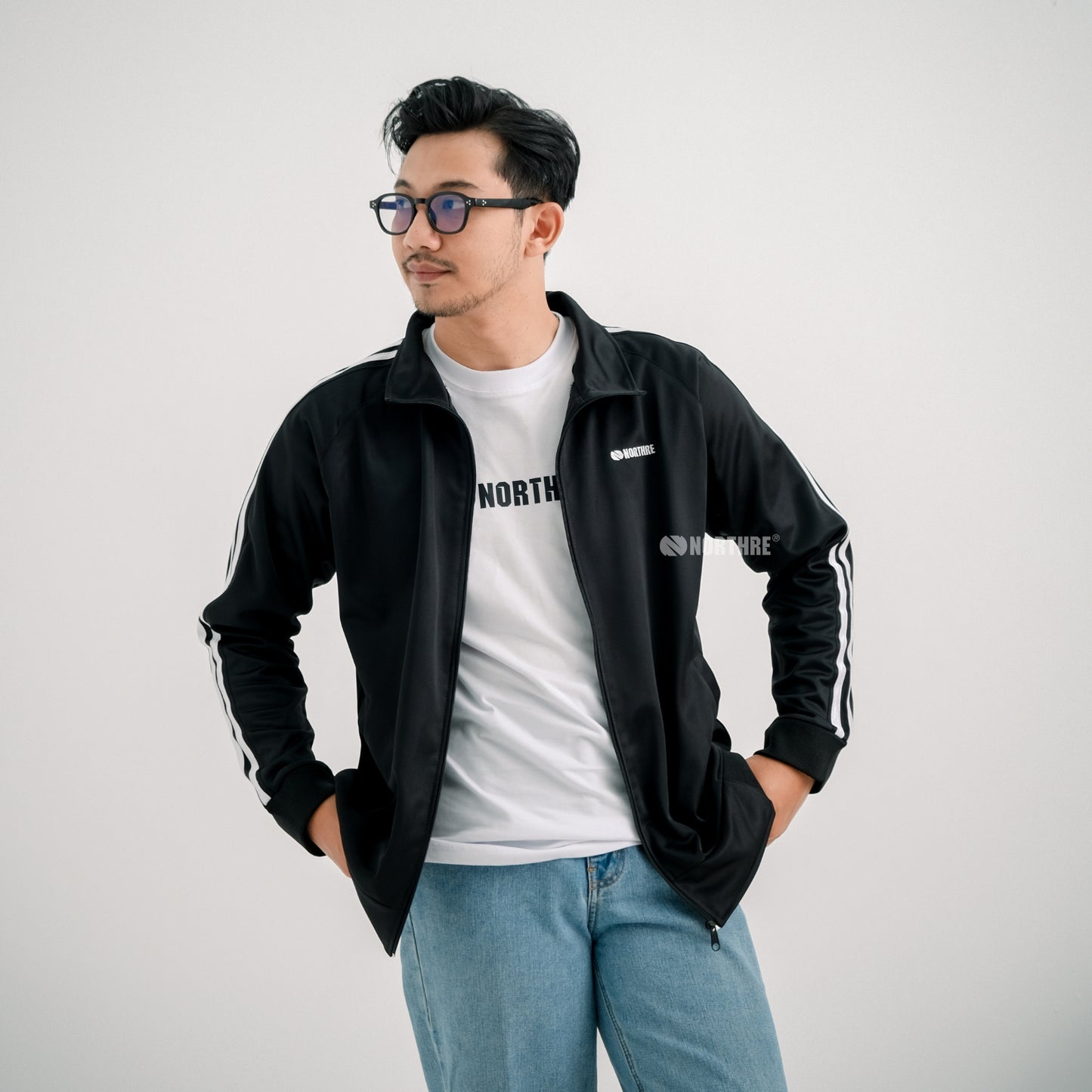 NORTHRE Jacket Tracktop Crossguild Black two strips NTbasic