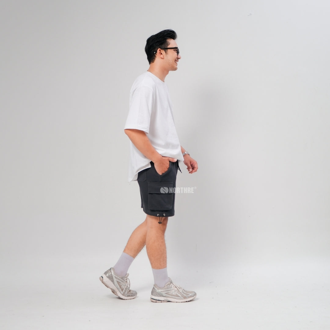 NORTHRE Short Cargo Croco Cotton Fleece Dark Grey NTbasic